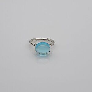 DAVID YURMAN 12x10mm 925 Oval Stack Ring Blue Topaz